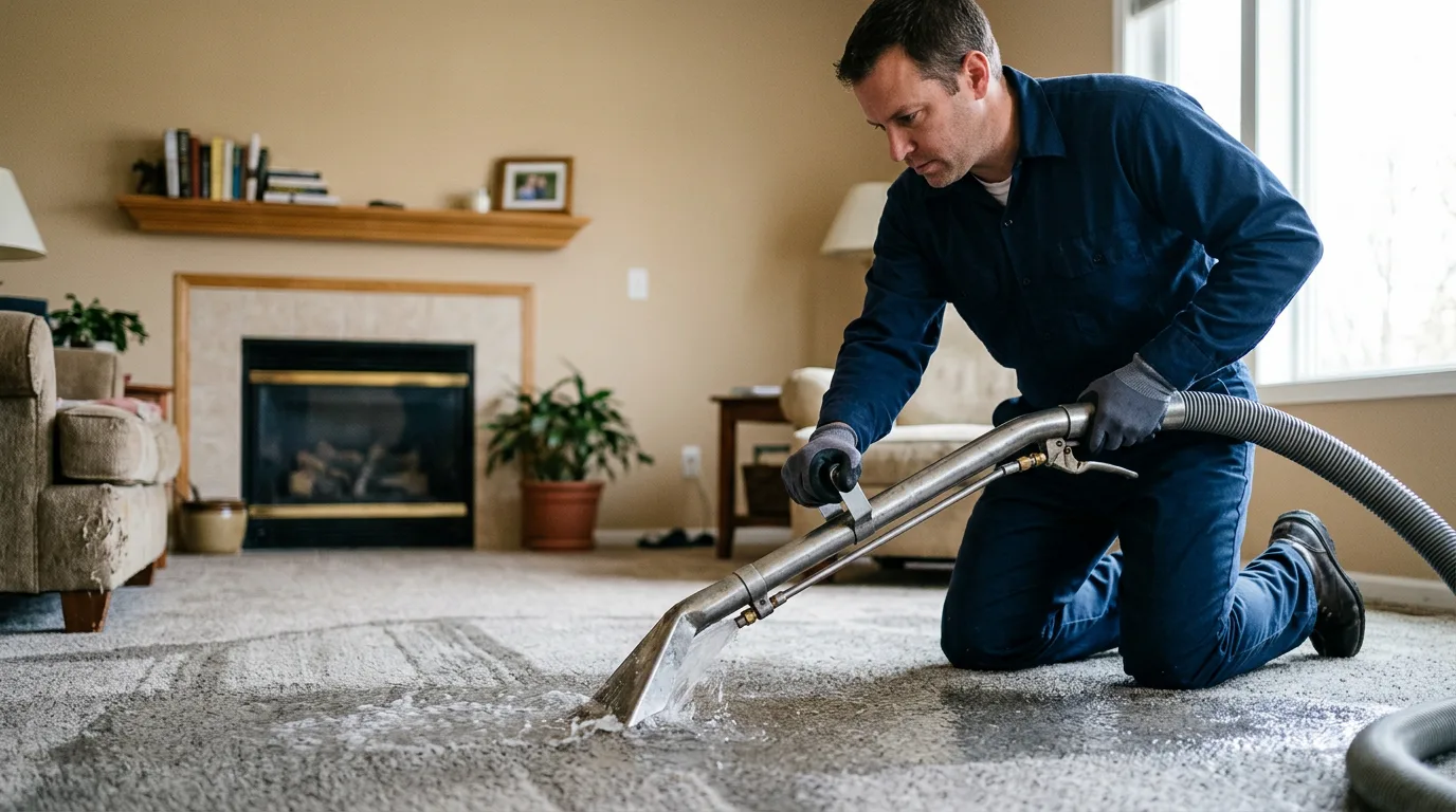 Water damage restoration technician working near Herod, IL
